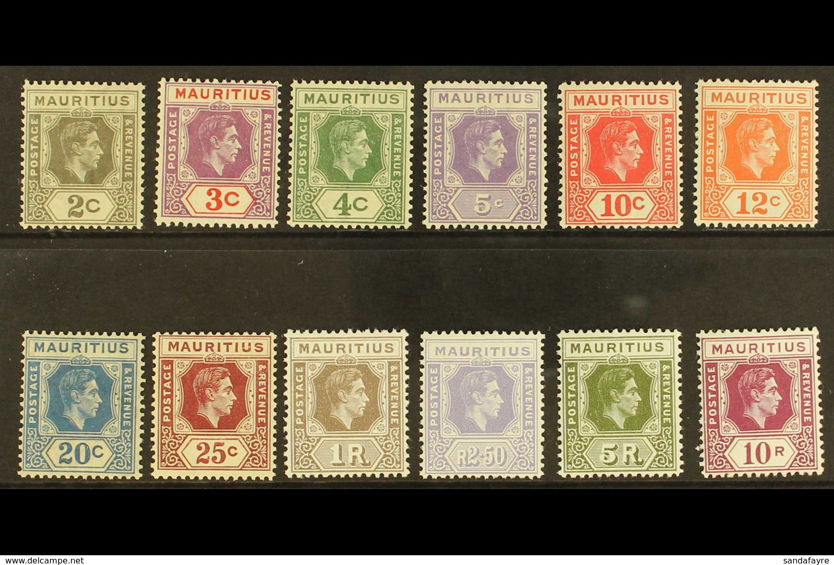 1938-49 Basic KGVI Set, SG 252/263a, Never Hinged Mint. (12 Stamps) For More Images, Please Visit Http://www.sandafayre. - Mauritius (...-1967)