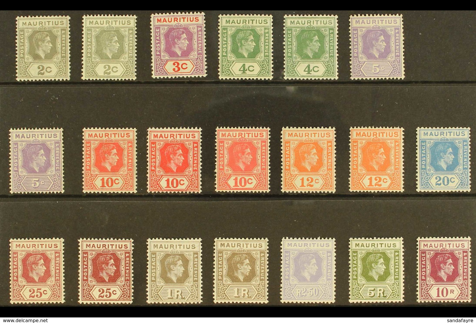 1938-49 NHM DEFINITIVES COLLECTION An Attractive, ALL DIFFERENT Never Hinged Mint Collection Presented On A Stock Card T - Mauritius (...-1967)