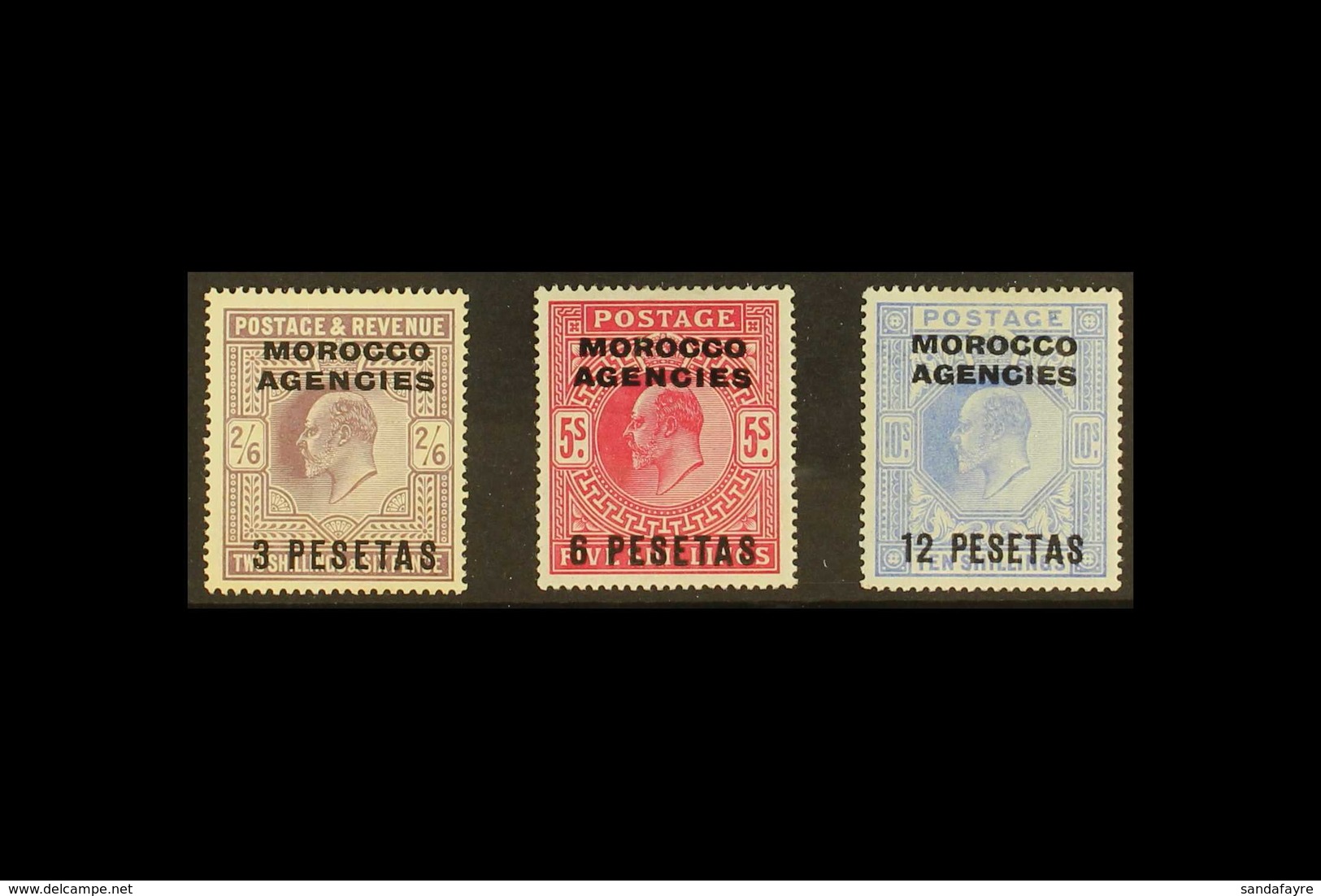 SPANISH 1907-12 3p, 6p & 12p Surcharge Top Values, SG 121/23, Very Fine Mint (3 Stamps) For More Images, Please Visit Ht - Altri & Non Classificati