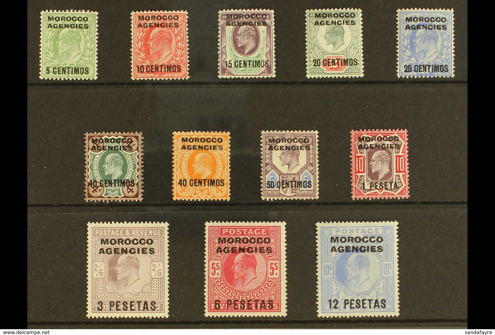 SPANISH CURRENCY 1907-12 Overprints Complete Set, SG 112/23, Very Fine Mint, Very Fresh. (12 Stamps) For More Images, Pl - Sonstige & Ohne Zuordnung