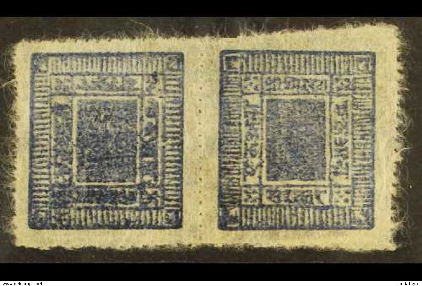 1901-17 1a Blue On Native Paper, Re-cut, Pin Perf, Pair, Variety "Tete-beche", SG 28a, Very Fine Mint. For More Images,  - Nepal