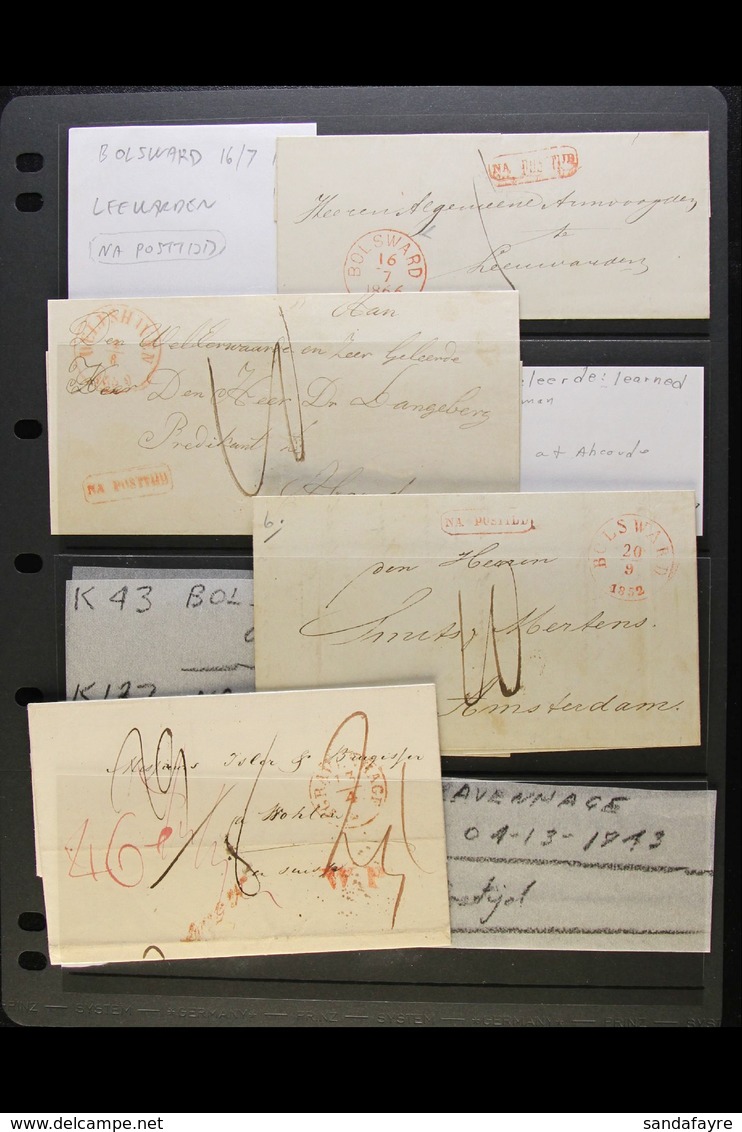 1843-1866 "NA POSTTIJD" (POSTED TOO LATE) COVERS. An Interesting Collection Of Stampless Unpaid By Sender Entires And En - Autres & Non Classés