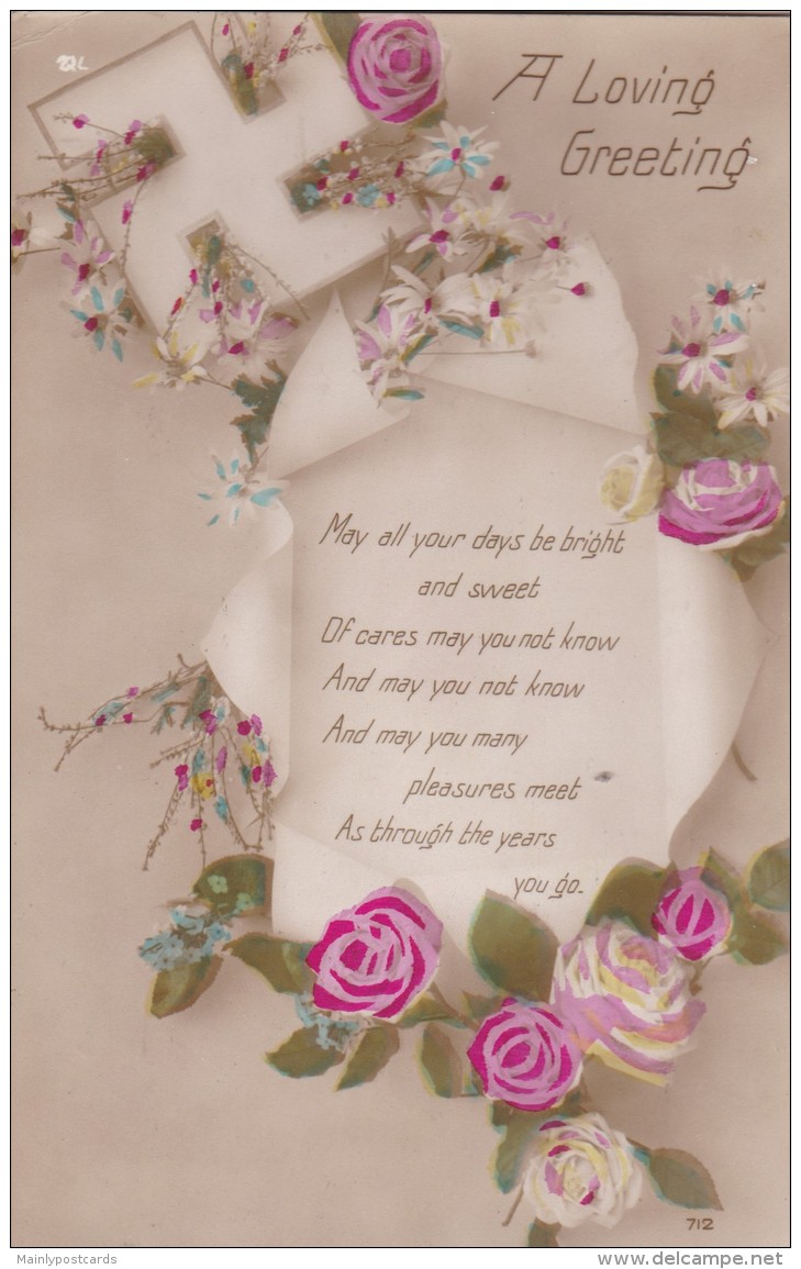 AR69 Greetings - A Loving Greeting - Flowers, Verse - Other & Unclassified