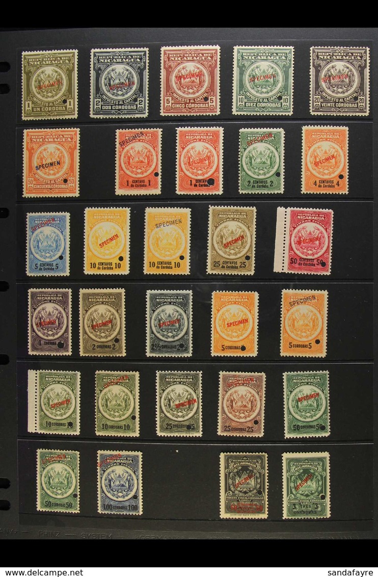 REVENUE STAMPS - SPECIMEN OVERPRINTS Circa 1910's To 1940's American Bank Note Company Never Hinged Mint All Different C - Nicaragua