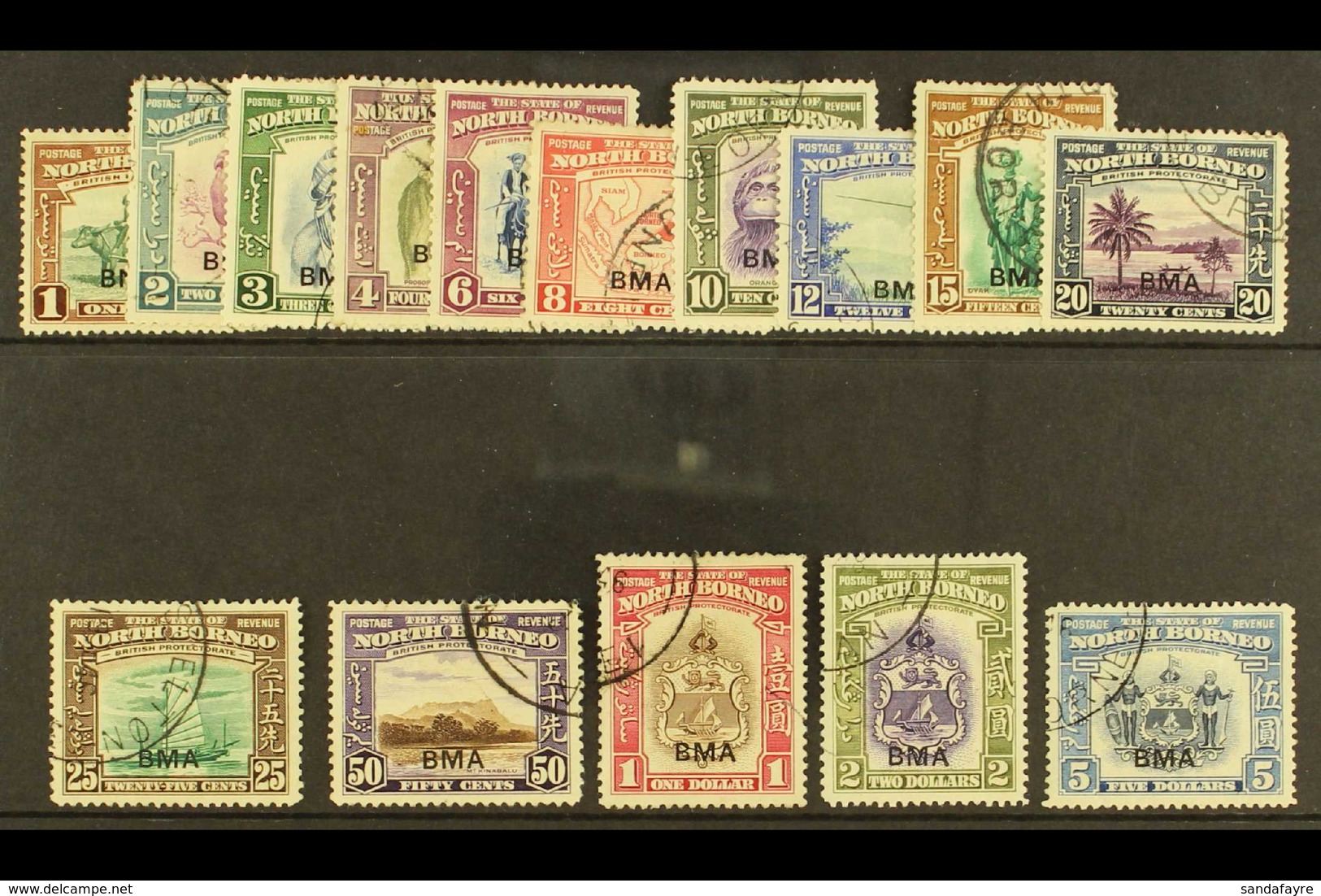 1945 "BMA" Overprints Complete Set, SG 320/334, Very Fine Used. (15 Stamps) For More Images, Please Visit Http://www.san - Borneo Del Nord (...-1963)