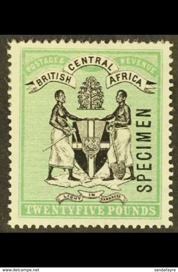 1896 £25 Black And Green Opt'd "SPECIMEN", Wmk CC, SG 42s, Mint Part OG, Fresh And Attractive. For More Images, Please V - Nyassaland (1907-1953)