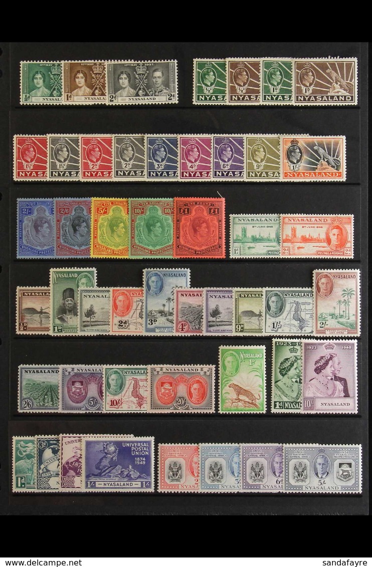 1937-51 COMPLETE MINT KGVI. A Complete, Very Fine Mint Run From The 1937 Coronation To The 1951 Jubilee Of Protectorate, - Nyassaland (1907-1953)