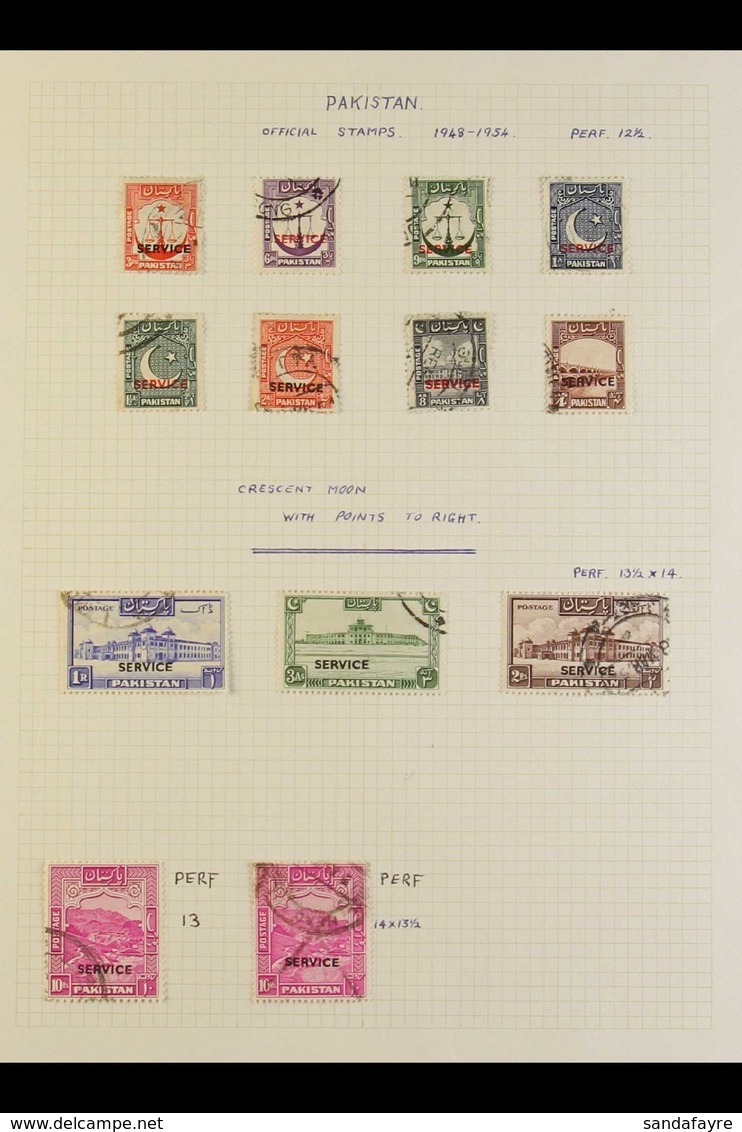 OFFICIALS 1948 - 1975 Fine Used Collection On Pages With Many Complete Sets And Perf Variants Incl 1948 Vals To 10r Mage - Pakistan