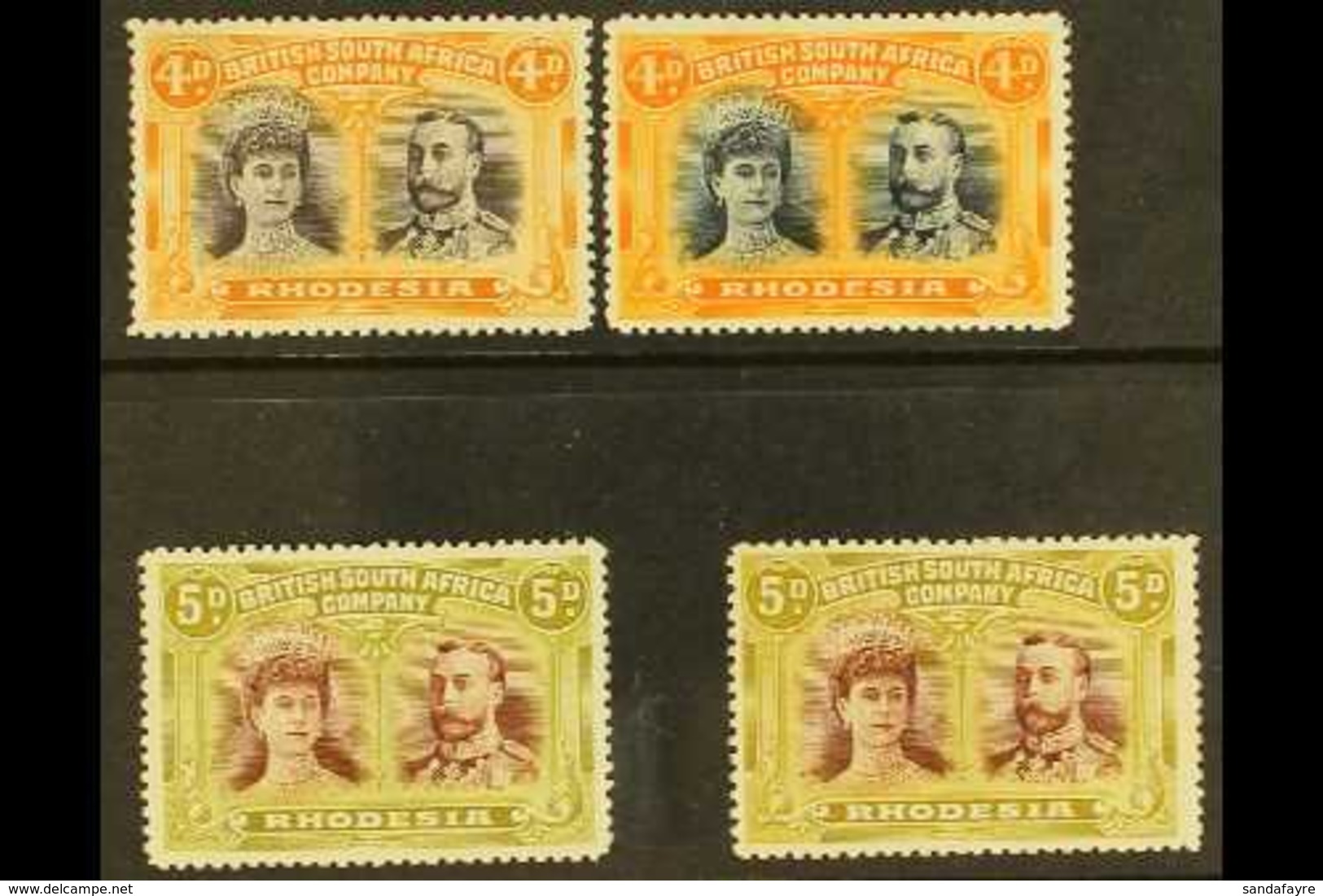 1910-13 "Double Heads" Perf 14 Two Shades 4d (SG 139 & 140), And Two Shades 5d (SG 141 & 141a), Fine Fresh Mint. (4 Stam - Autres & Non Classés