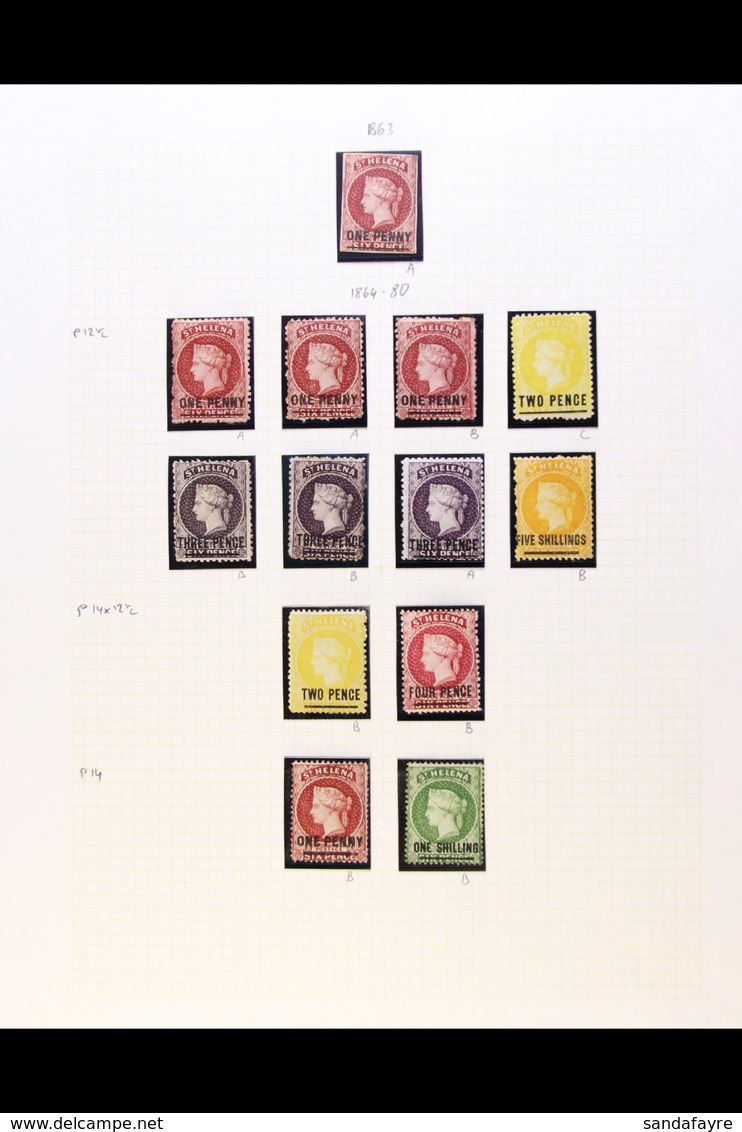 1863-80 MINT COLLECTION Includes 1863 1d Imperf With Four Margins, 1863-80 (perf 12½) 1d Type A X2, 1d Type B, 2d Type C - Sainte-Hélène