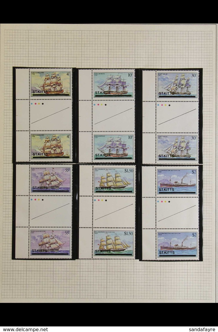1977-1983 COMPREHENSIVE NEVER HINGED MINT COLLECTION In Hingeless Mounts On Leaves, Highly COMPLETE For The Period With  - St.Kitts Und Nevis ( 1983-...)