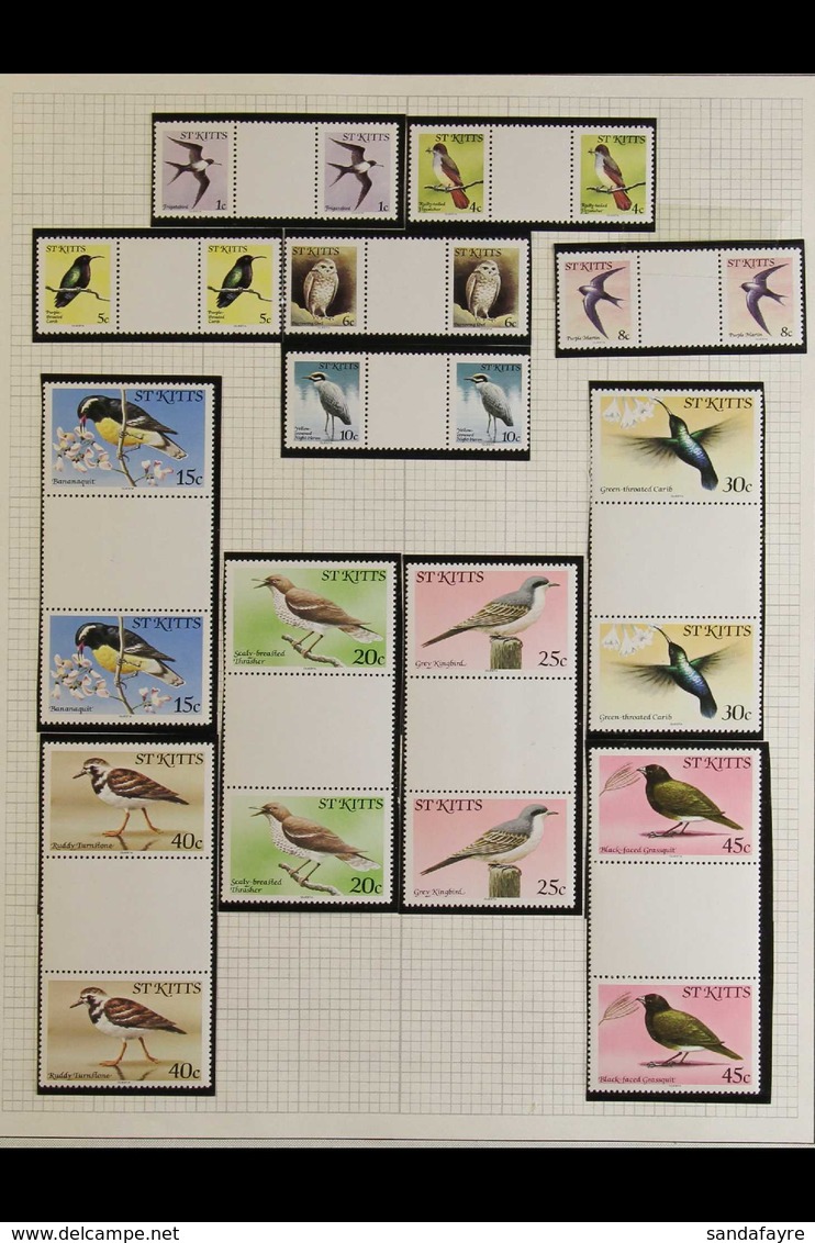1981-82 Birds Both Complete Sets, SG 53A/70A & 53B/70B, Never Hinged Mint Vertical GUTTER PAIRS, Very Fresh. (36 Pairs = - St.Kitts Und Nevis ( 1983-...)