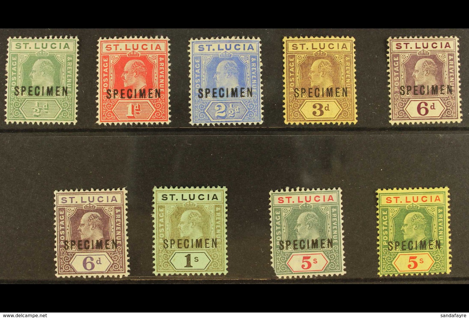 1904 -10 Ed VII Set To 5s, Ovptd "Specimen", SG 65s/77s, Fine To Very Fine Mint, Part Og. 5s Green And Carmine Corner Fa - Ste Lucie (...-1978)