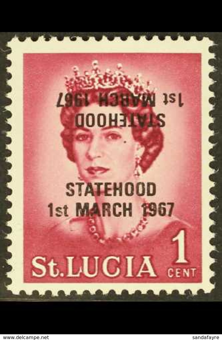 1967 1c Crimson With Unissued "Statehood" DOUBLE OVERPRINT Variety, SG 197var (see Note After SG 239), Never Hinged Mint - St.Lucia (...-1978)