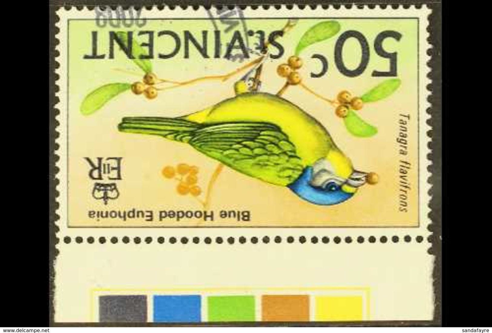 1970-71 50c Bird WATERMARK INVERTED Variety, SG 297w, Very Fine Cds Used Marginal Example, Scarce. For More Images, Plea - St.Vincent (...-1979)