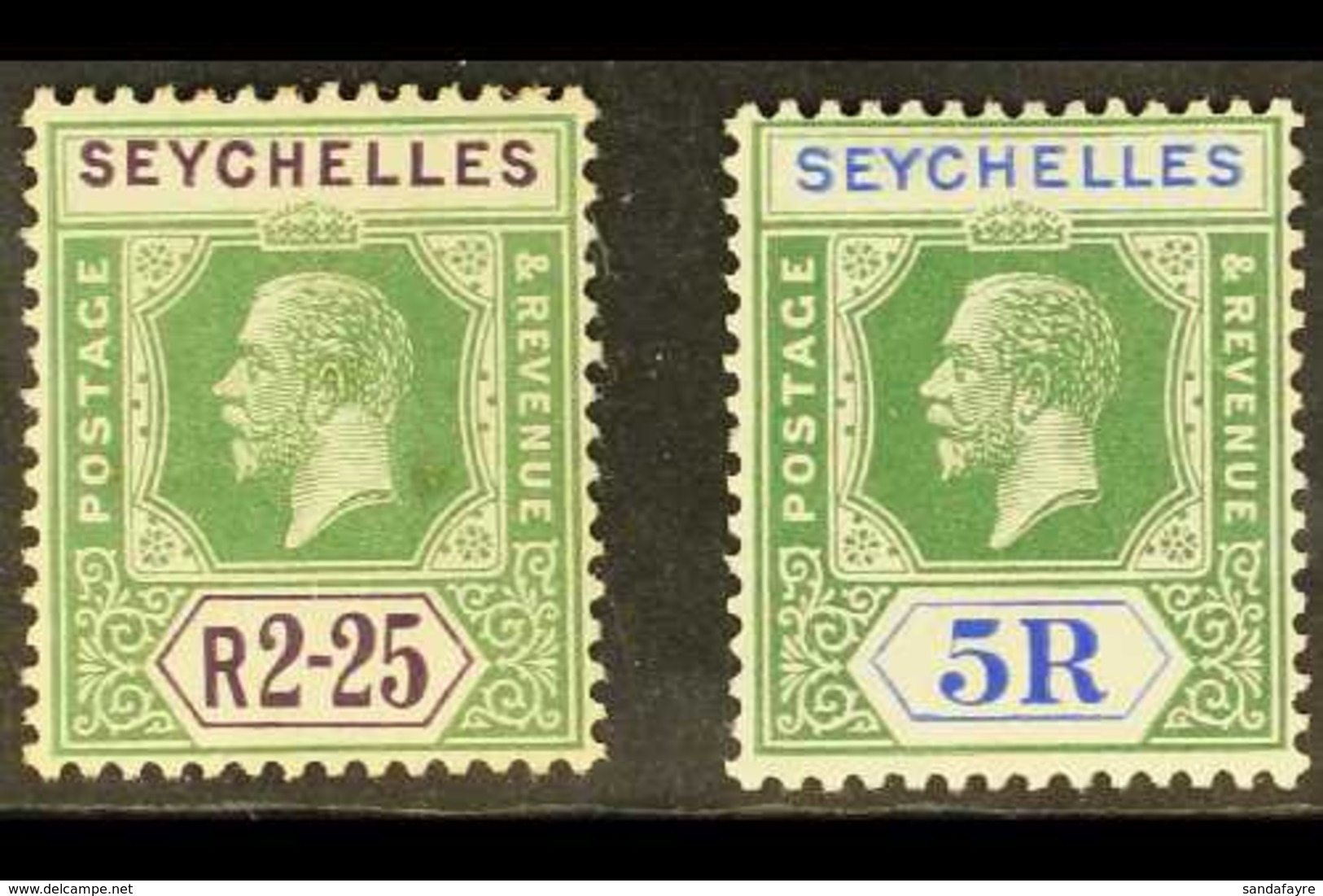 1921-32 KGV 2R25 And 5R Top Values, SG 122/23, Very Fine Mint. (2 Stamps) For More Images, Please Visit Http://www.sanda - Seychellen (...-1976)