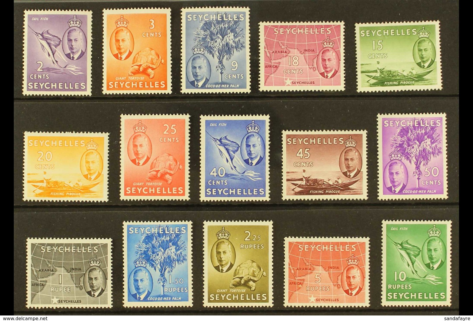 1952 Pictorials Complete Set, SG 158/72, Fine Never Hinged Mint, Very Fresh. (15 Stamps) For More Images, Please Visit H - Seychelles (...-1976)