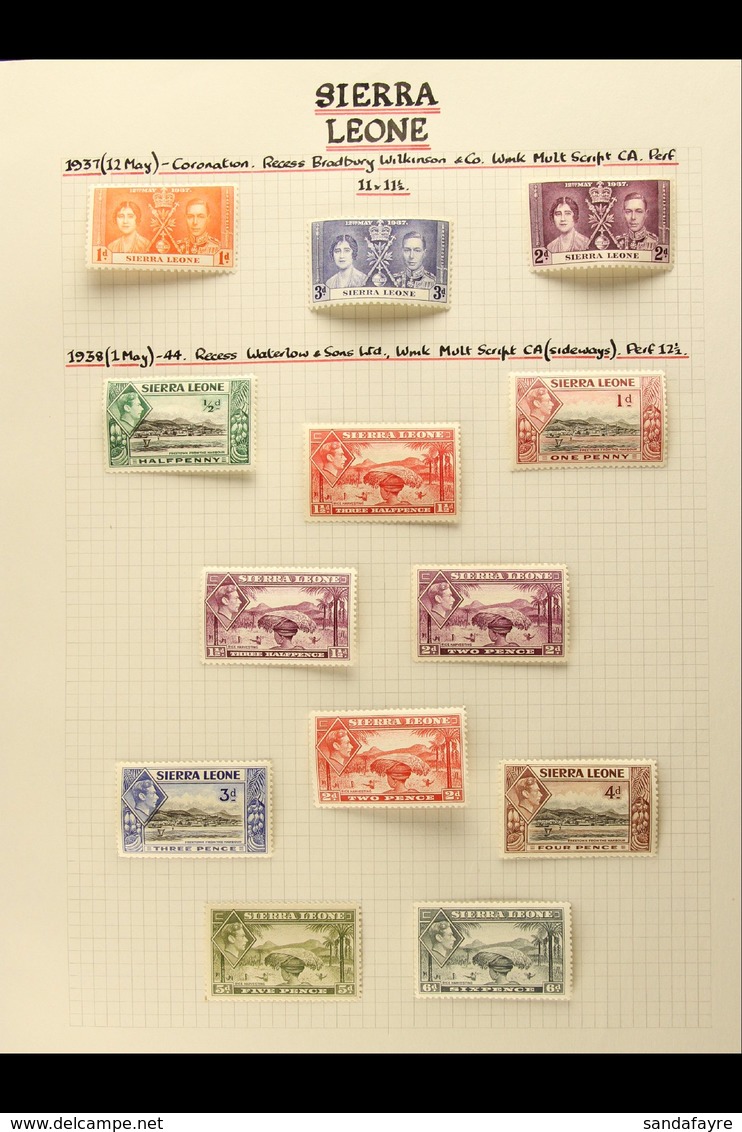 1937-84 SUPERB MINT COLLECTION WITH COMPLETE DEFINITIVE SETS A Beautifully Written Up Collection On Pages, Includes 1938 - Sierra Leone (...-1960)