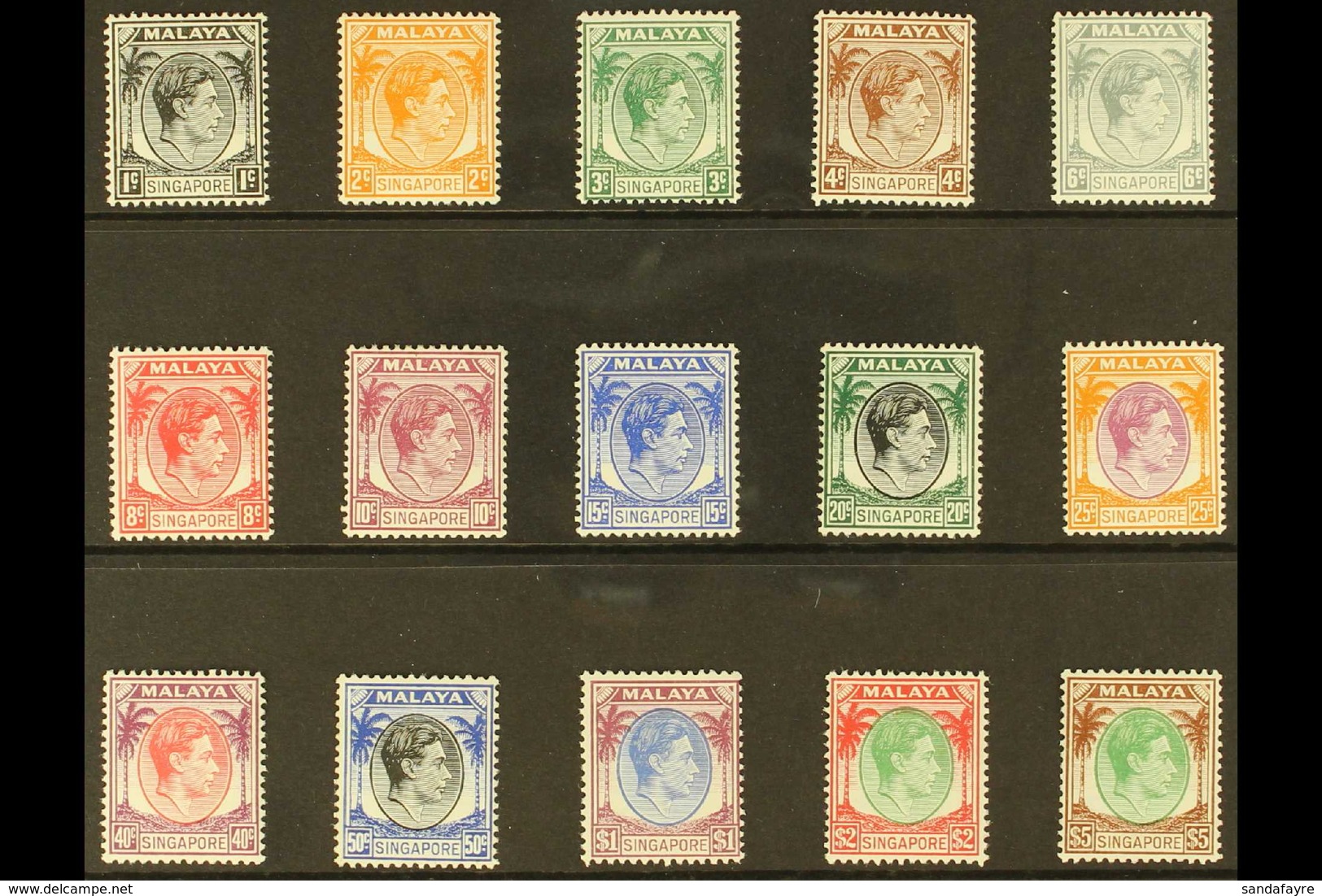 1948-52 Definitive Set - Perf 14, SG 1/15, Never Hinged Mint (15 Stamps) For More Images, Please Visit Http://www.sandaf - Singapur (...-1959)