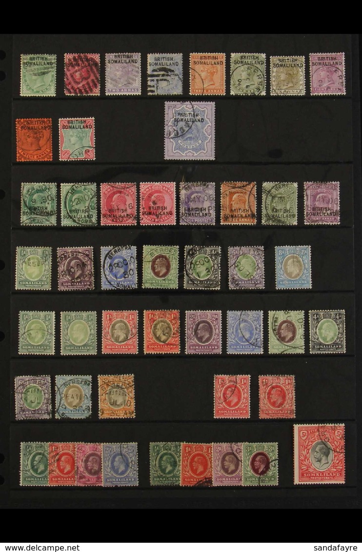 1903-1921 USED COLLECTION. A Useful Collection With Some Better Values On A Stock Page. Includes 1903 QV Opt'd Set To 1r - Somaliland (Protettorato ...-1959)