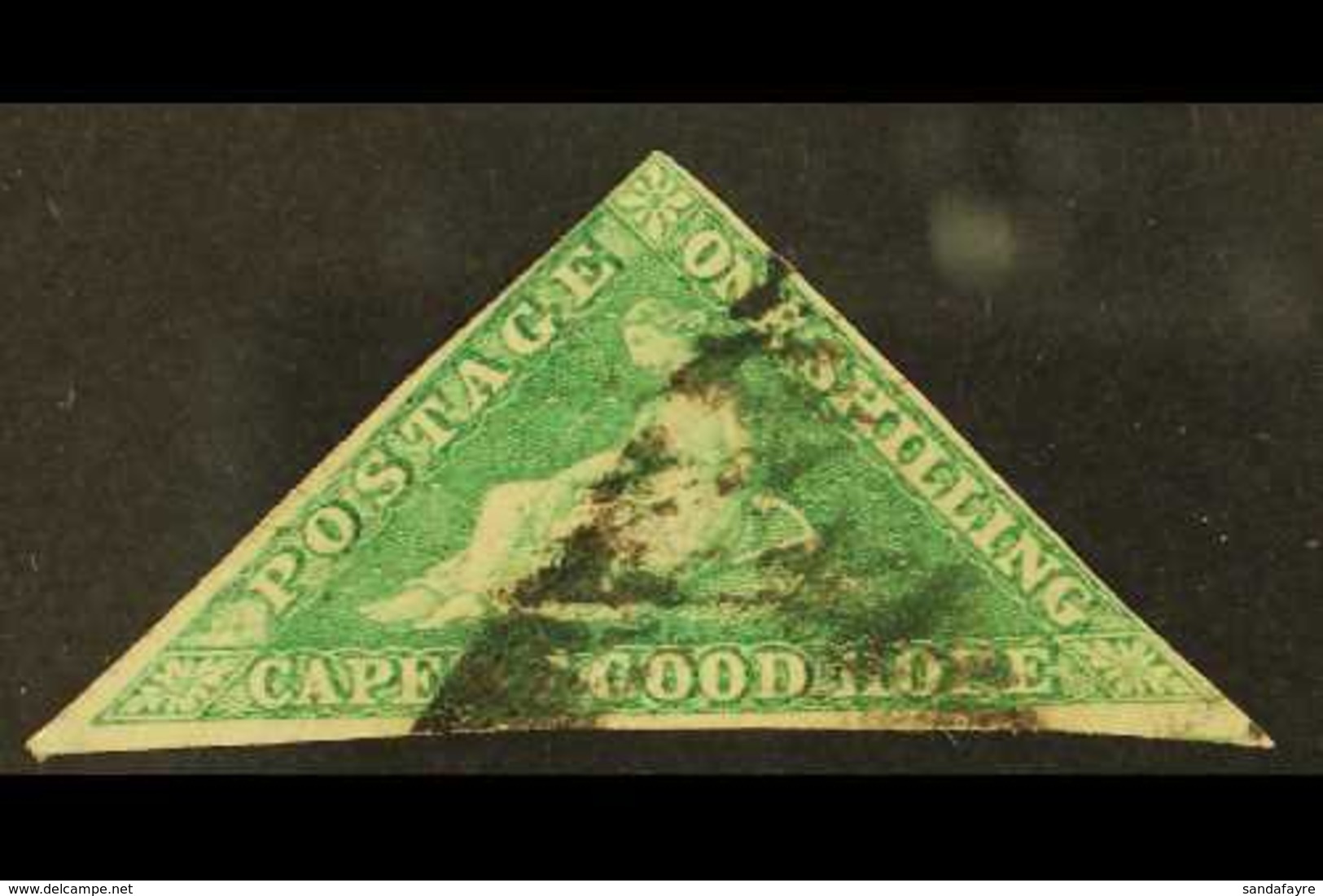 1863-4 1s Bright Emerald-green, D.L.R. Printing, SG 21, Used, Two Margins, Cat.£700. For More Images, Please Visit Http: - Non Classés