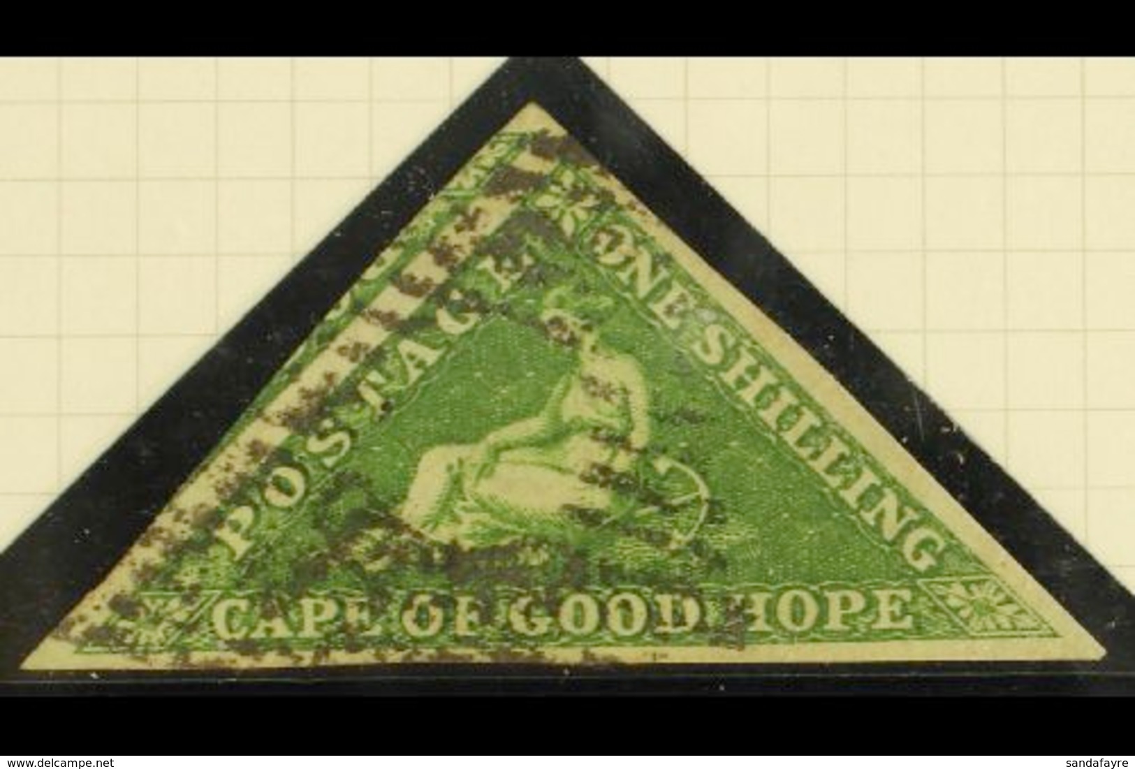 CAPE OF GOOD HOPE 1858 1s Bright Yellow Green, SG 8, Superb Used With Large Margins All Round Showing Part Of Adjacent S - Non Classés