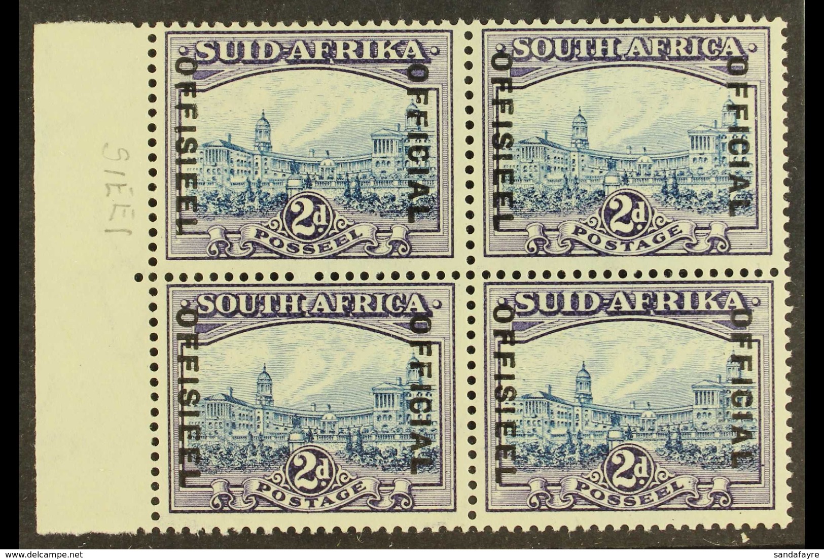 OFFICIAL 1939 2d Blue And Violet (20mm Between Lines Of Overprint), SG O23, Left Marginal BLOCK OF FOUR Very Fine Mint ( - Non Classificati