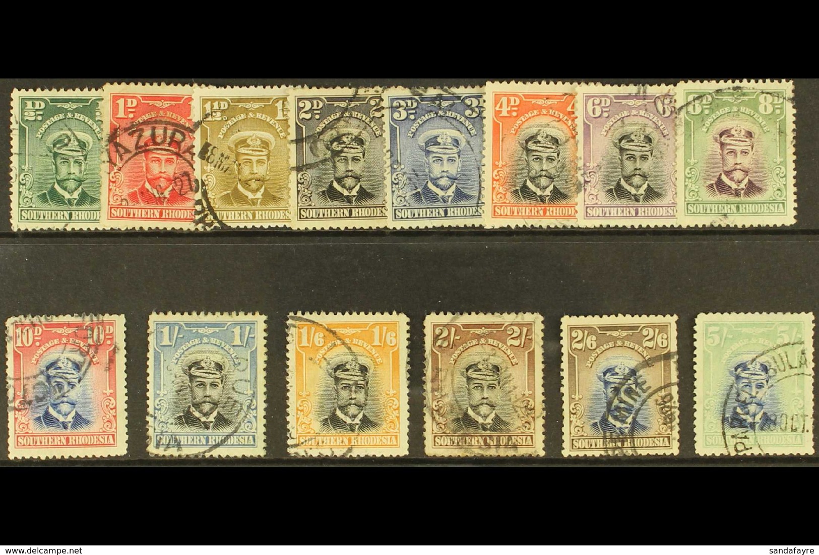 1924-29 Admiral Complete Set, SG 1/14, Good Cds Used Selection (13 Stamps) For More Images, Please Visit Http://www.sand - Südrhodesien (...-1964)