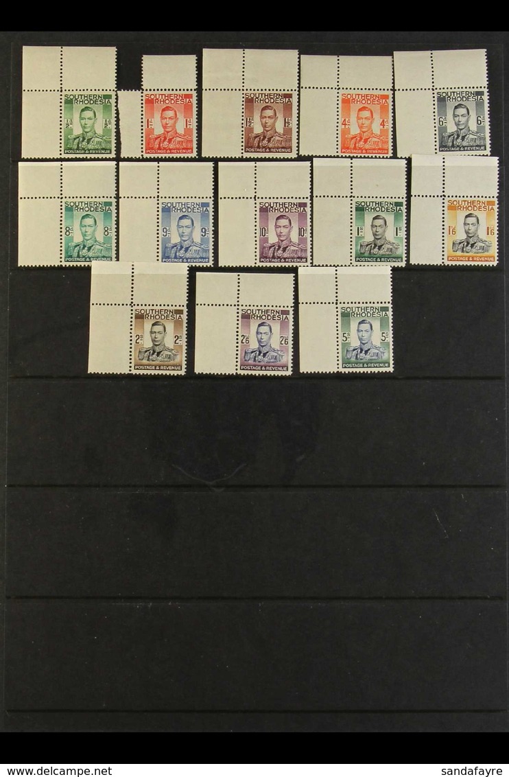 1937 Complete KGVI Set, SG 40/52, Fine Never Hinged Mint, Matching Upper Left Corner Examples, The 1d Partially Missing  - Rhodésie Du Sud (...-1964)
