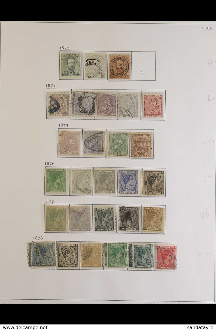 CUBA 1873-1898 MINT & USED COLLECTION In Hingeless Mounts On Leaves, Includes 1873 12½c Mint, 1874 Set To 1p Unused, 187 - Autres & Non Classés