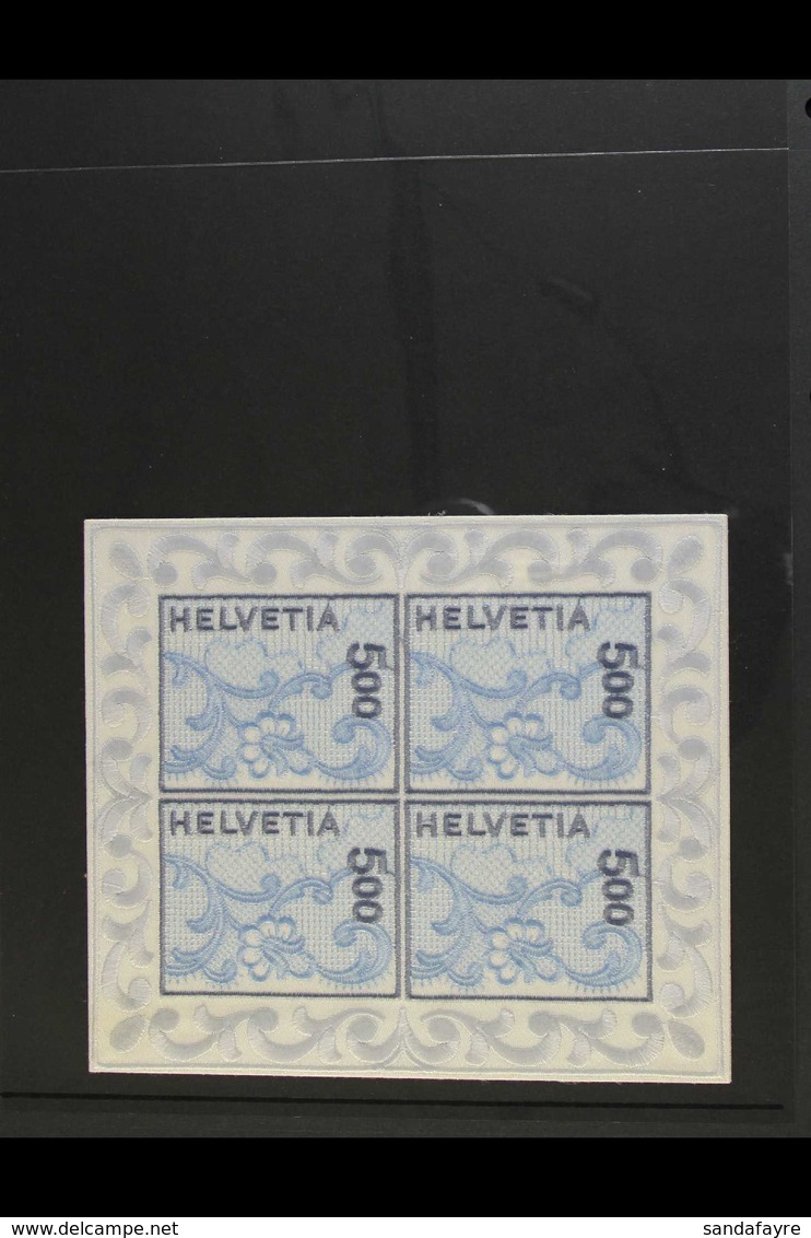 2000 5f Cobalt & Slate-blue St Gallen Embroidery Sheetlet (Michel 1726, SG MS1461), Never Hinged Mint, Very Fresh. For M - Sonstige & Ohne Zuordnung