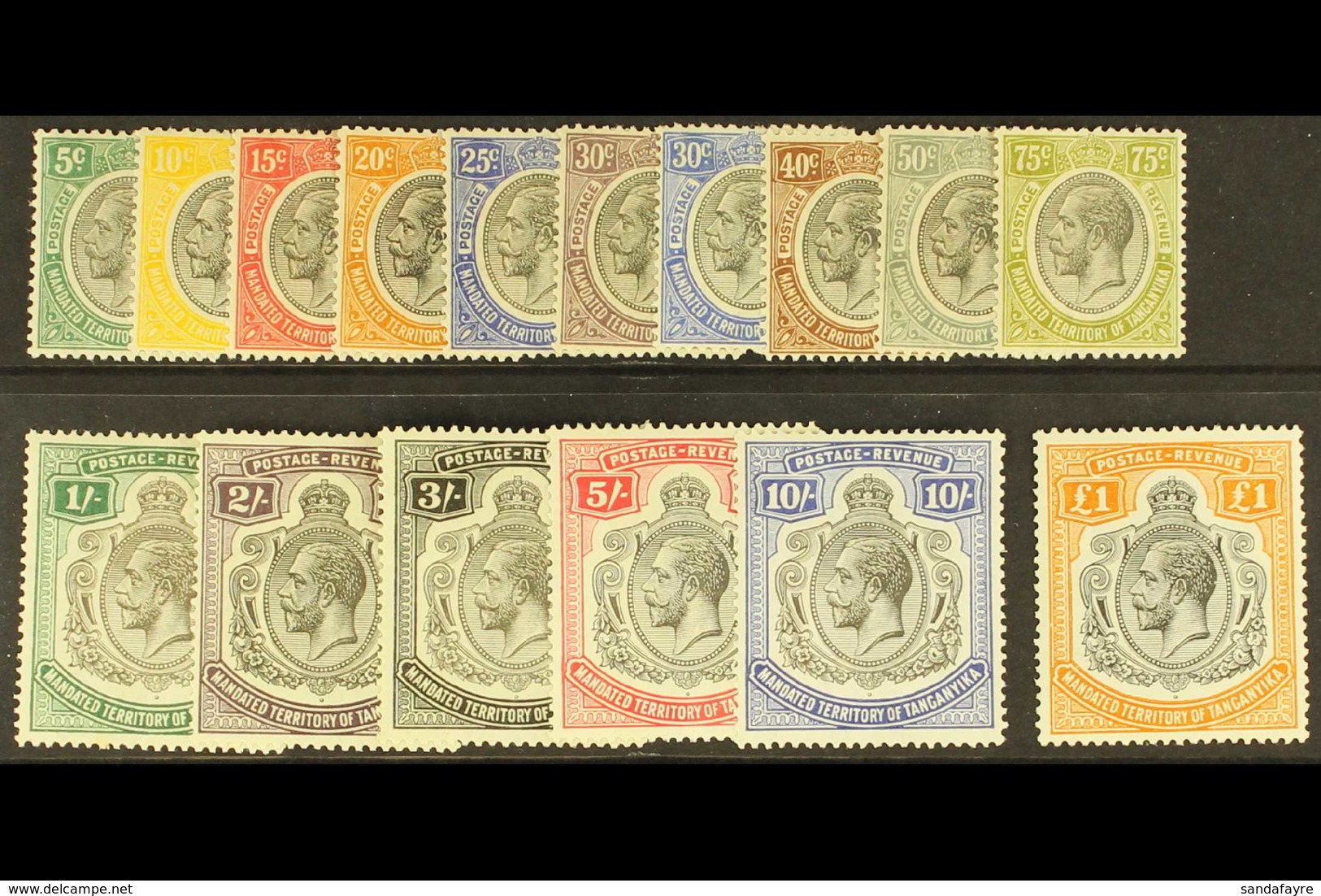 1927-31 Complete Set, SG 93/107, Fine Mint. (16 Stamps) For More Images, Please Visit Http://www.sandafayre.com/itemdeta - Tanganyika (...-1932)