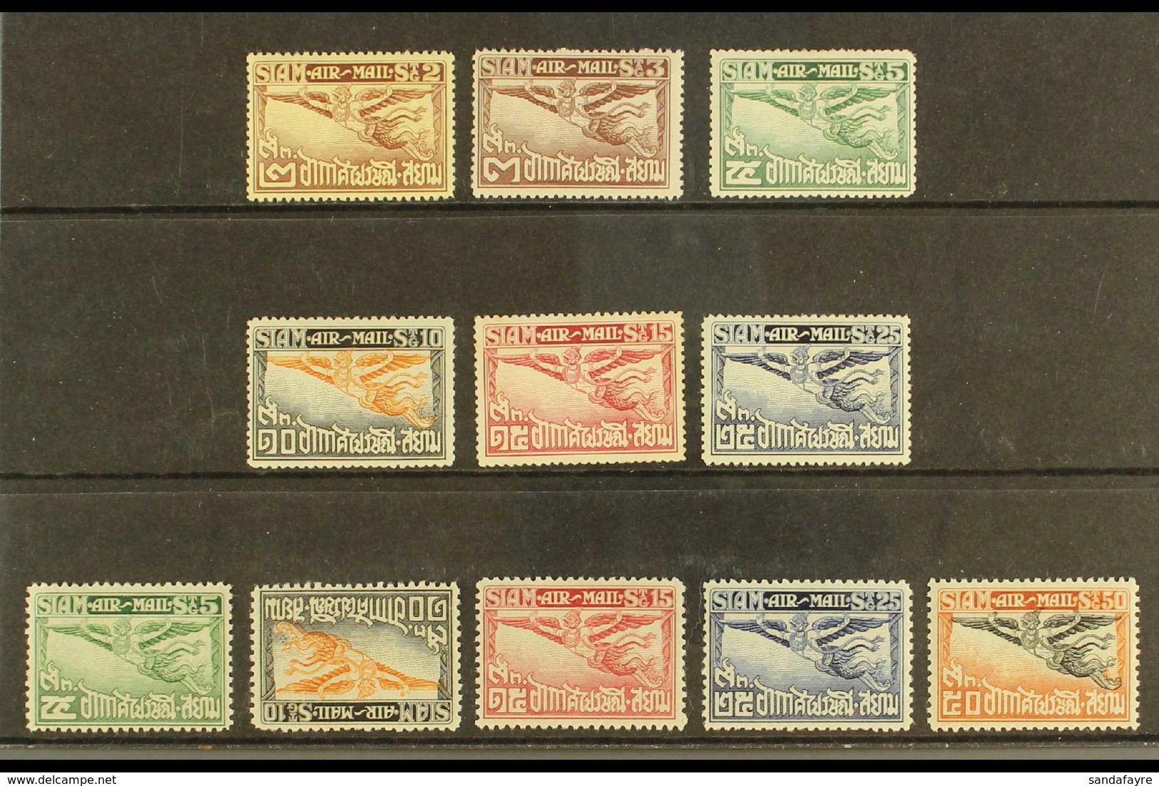 1925-39 Fine Mint Air Post Stamps With 1925 (perf 13½-15) 2s, 3s, 5s, 10s, 15s, And 25s, Plus 1930-37 (perf 12½)5s, 10s, - Thaïlande