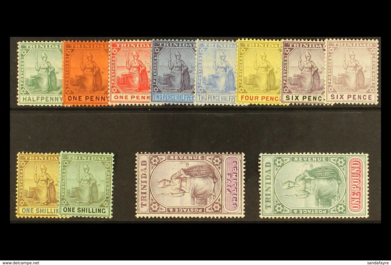 1904-09 Complete MCA Set (less 1s Black & Blue On Yellow), SG 133/145, Fine Mint. (12 Stamps) For More Images, Please Vi - Trinité & Tobago (...-1961)
