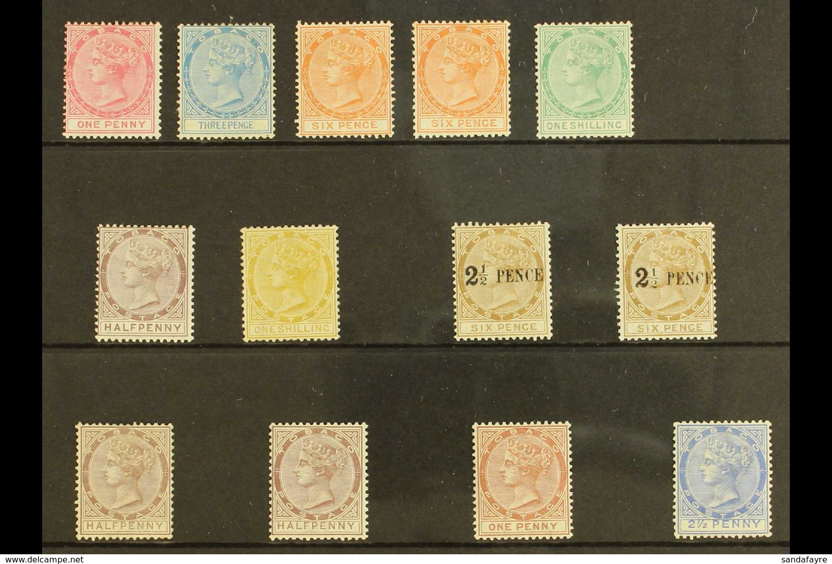 1879-84 MINT SELECTION On A Stockcard. Includes 1879 Fiscal "Provisional" Stamps (wmk CC) 1d, 3d, 6d X2, Plus 1s (unused - Trinidad & Tobago (...-1961)