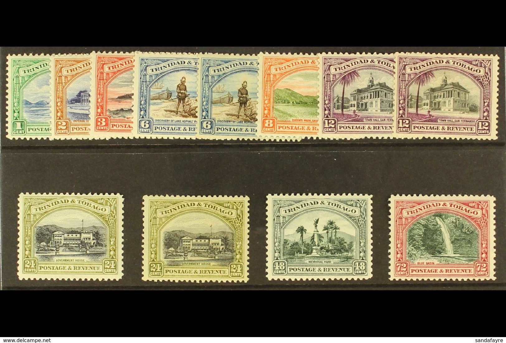 1935-37 Pictorial Definitive Set, SG 230/38, Plus 6c, 12c And 24c Additional Listed Perfs, Fine Fresh Mint. (12 Stamps)  - Trinidad & Tobago (...-1961)