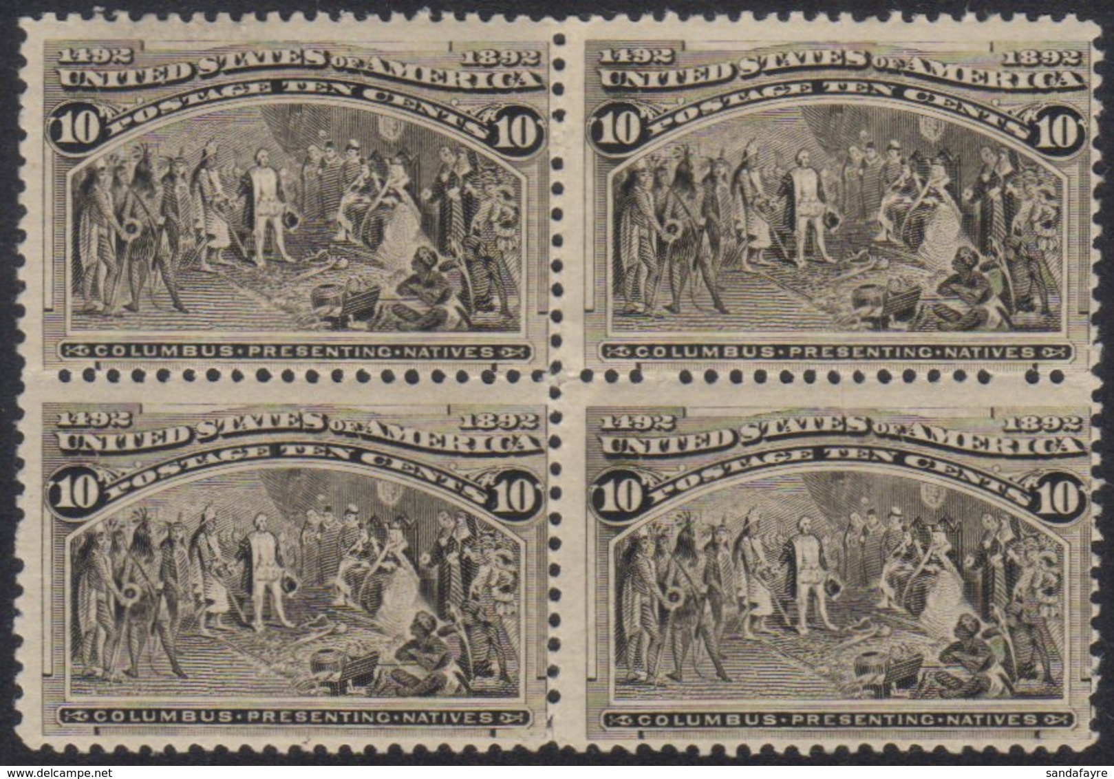 1893 Columbian Exposition 10c Black Brown (Sc 237, SG 242a) Fine Fresh Mint BLOCK OF FOUR, The Two Lower Stamps NEVER HI - Sonstige & Ohne Zuordnung