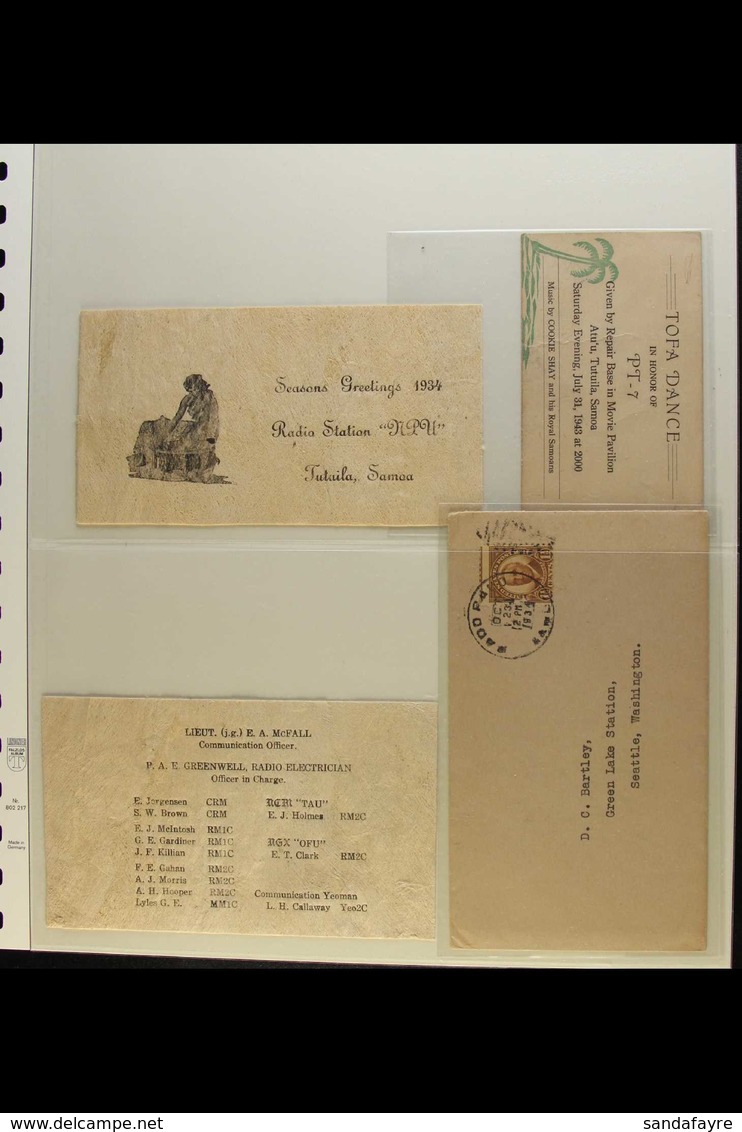AMERICAN SAMOA EPHEMERA Nice Group Of Items, Blank, Undated, Invite To Government House, C.1935 Christmas Card On Coconu - Autres & Non Classés
