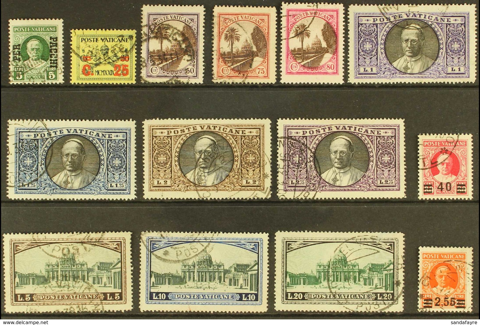 1931-33 CDS USED SELECTION Presented On A Stock Card That Includes 1931 Parcel Post 5L, 1933 Set From 50c To 20L, 1934 S - Autres & Non Classés