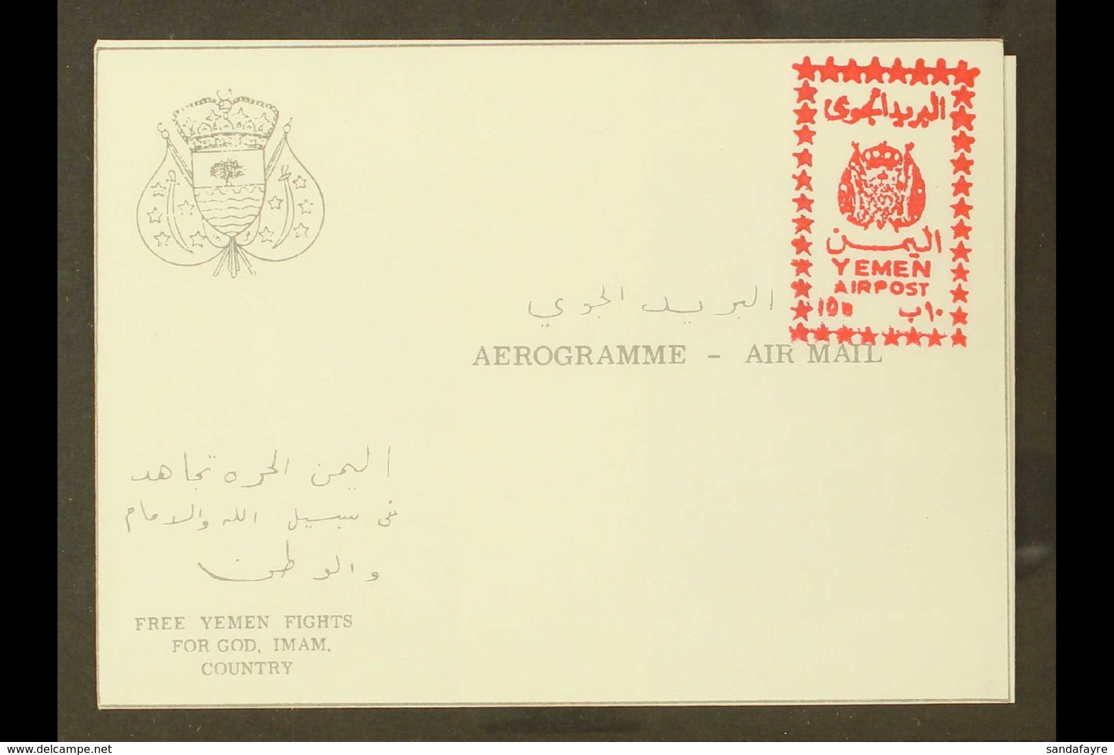 ROYALIST 1966 10b Red On White "YEMEN AIRPOST" Handstamp (SG R130) Applied To Full Aerogramme, Very Fine Unused. 50 Issu - Jemen