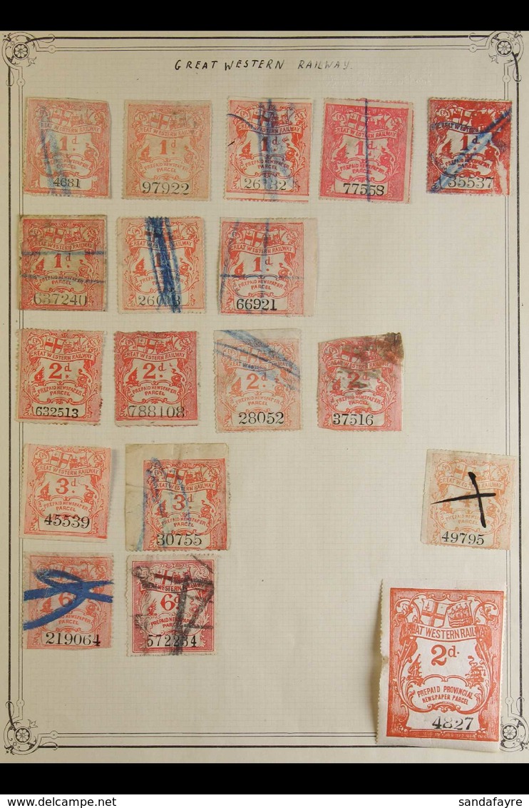 GREAT WESTERN RAILWAY Mint And Used (mainly Used) collection Of Newspaper And Parcel Stamps On Old Album Pages. With "Pr - Sonstige & Ohne Zuordnung