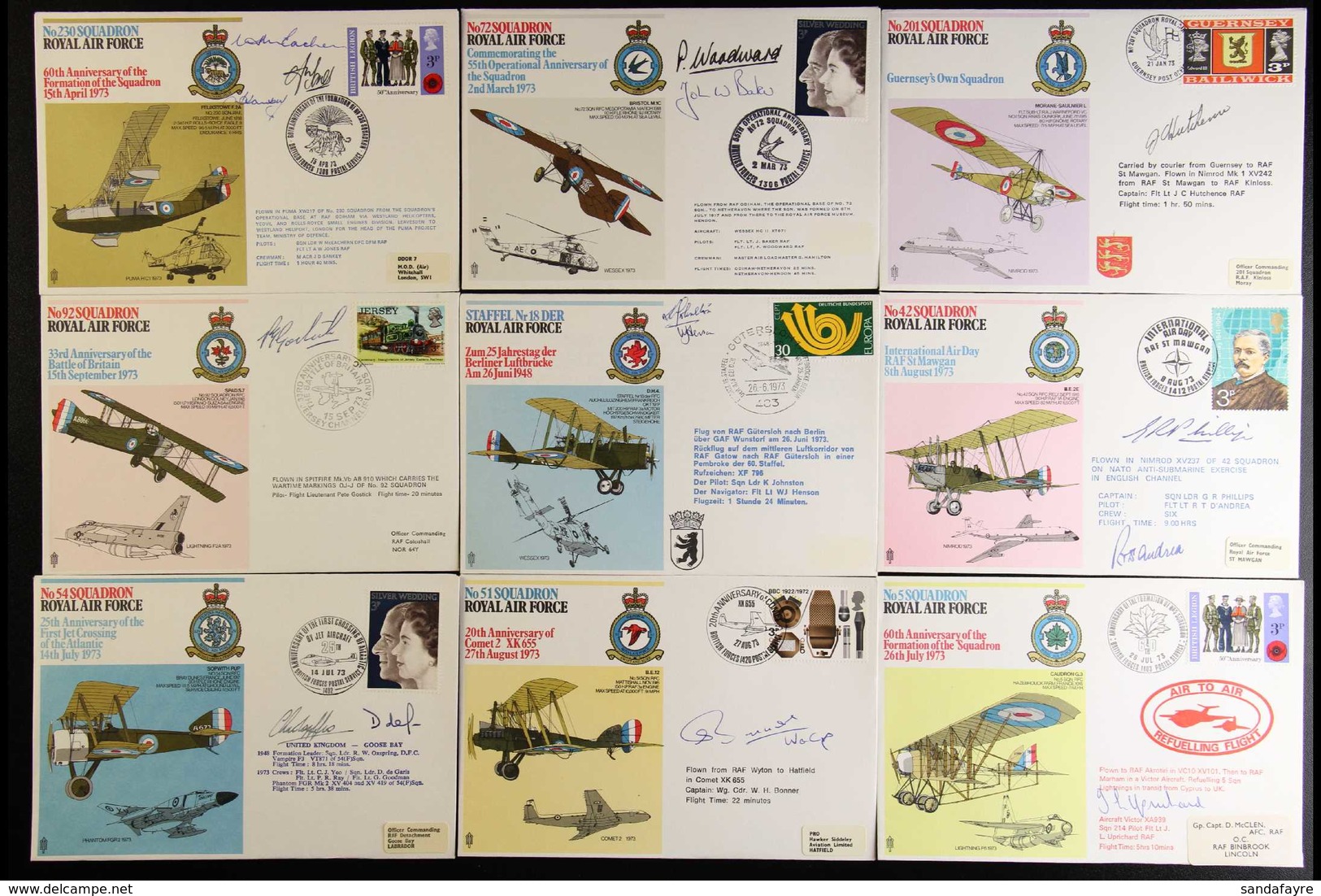 RAF SIGNED COVERS 1972-1978 All Different Collection Of Special Illustrated Covers With Stamps Tied By Various Special C - Sonstige & Ohne Zuordnung