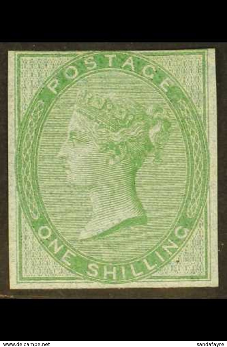 IMPRIMATUR 1856 1s Green Imprimatur On Blue Glazed Paper, Wmk Emblems, Spec J100, As SG 72, Mint With Large Margins On T - Sonstige & Ohne Zuordnung