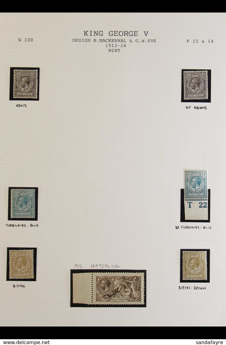 1911-1934 MINT COLLECTION With Identified Shades, Die Types & Watermark Varieties In Hingeless Mounts On Leaves, Include - Non Classés