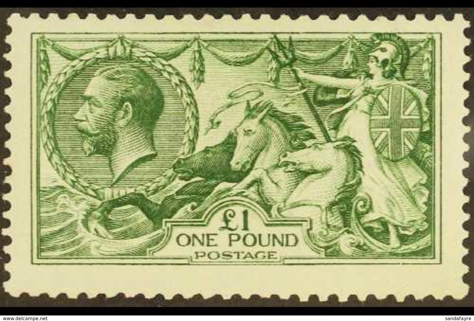 1913 £1 Deep Green Waterlow, SG Spec N72(2), Never Hinged Mint. A Stunning, Fresh Example Of This Rarer Shade, Cat £6500 - Non Classés