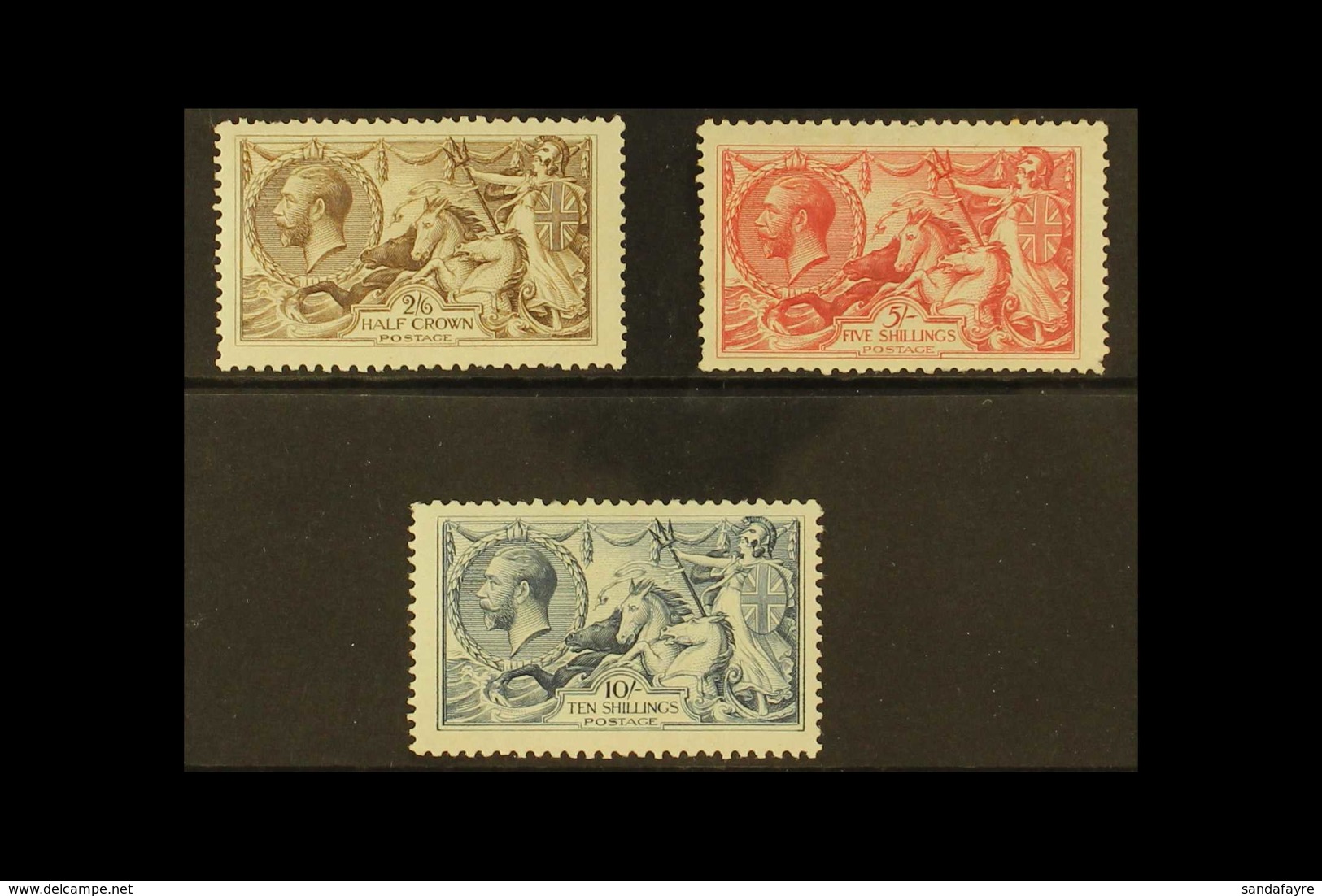 1918-19 Bradbury Seahorses Set, SG 413a-417, Lightly Hinged Mint With Fresh Appearance, The 5s With Perf Faults At Foot. - Non Classés