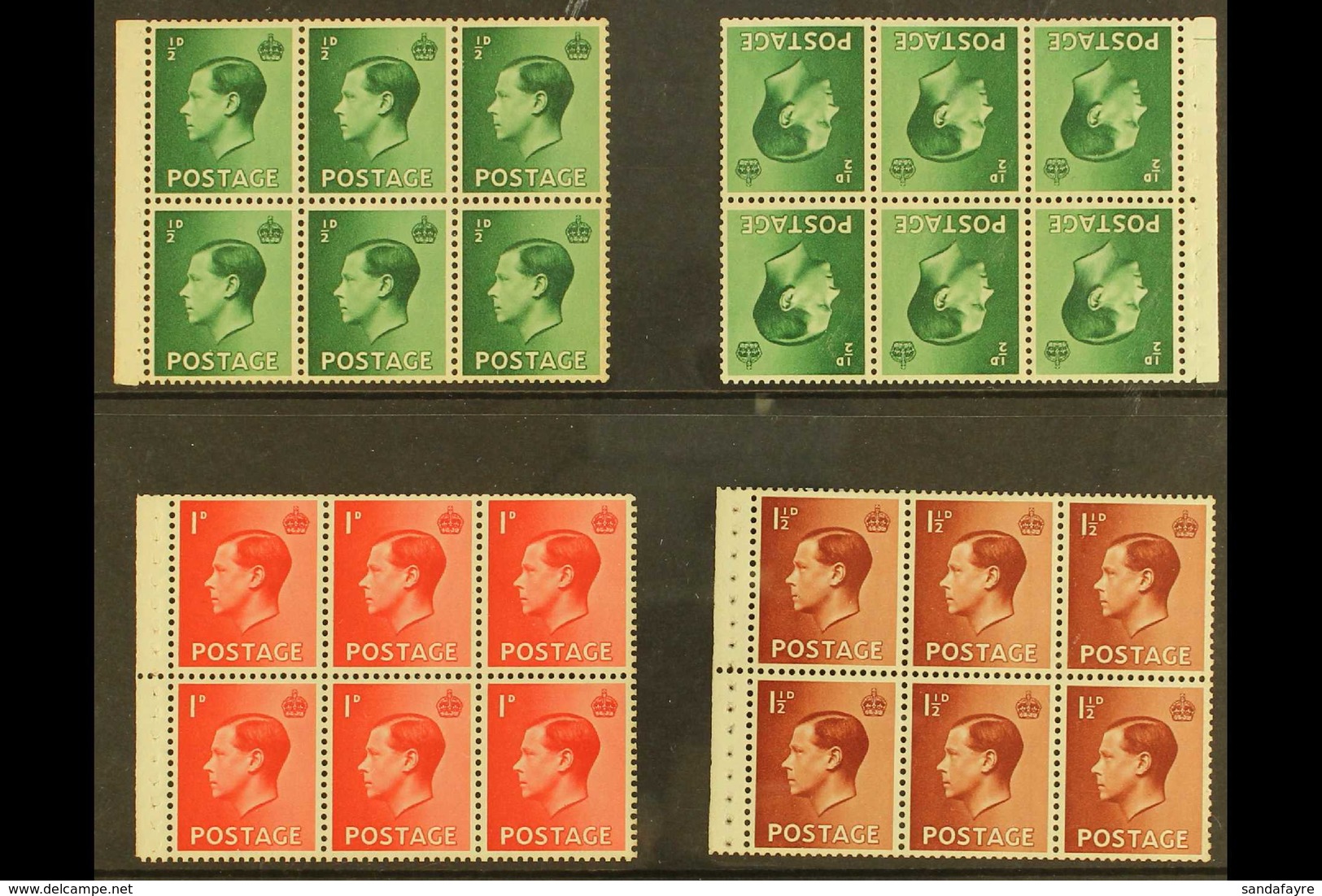 1936 BOOKLET PANES A Never Hinged Mint Selection Of Booklet Panes On A Stock Card That Includes ½d Upright & Inverted Wa - Ohne Zuordnung