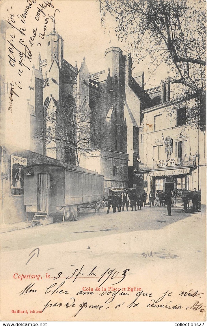 34-CAPESTANG- UN COIN DE LA PLACE ET EGLISE - Capestang