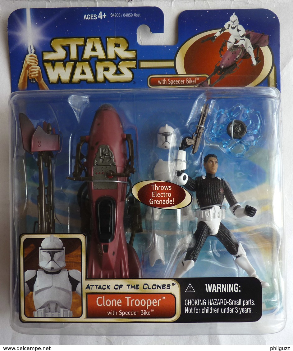 STAR WARS 2002 BLISTER ATTACK OF THE CLONE  FIGURINE CLONE TROOPER With SPEEDER BIKE Blister US - Episodio II