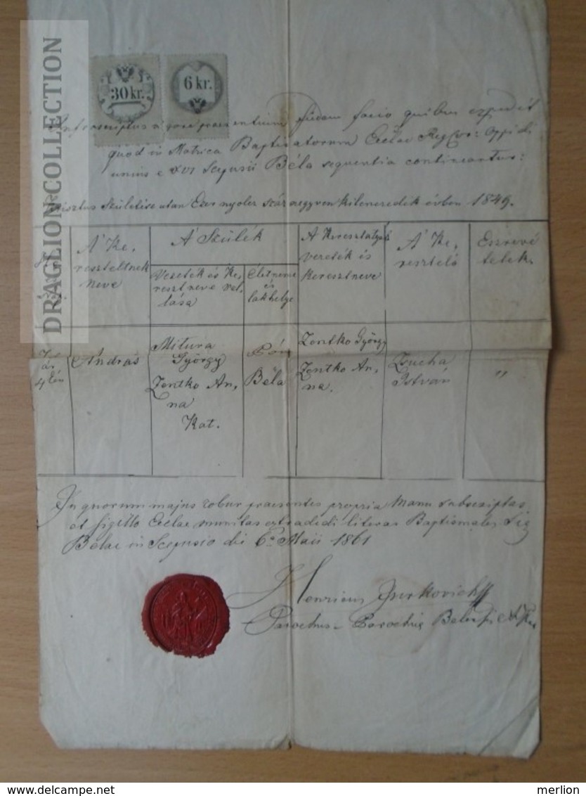 DC53.8   Old Document  - Béla - Belá (Slovakia) Nitra - András Mituria -Zentko  1861 - Other & Unclassified